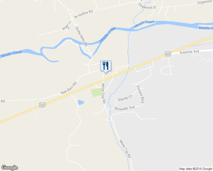 map of restaurants, bars, coffee shops, grocery stores, and more near 92 Ebony Lane in Middleburg