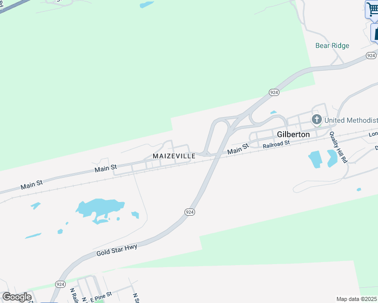 map of restaurants, bars, coffee shops, grocery stores, and more near 1004 Main Street in Gilberton