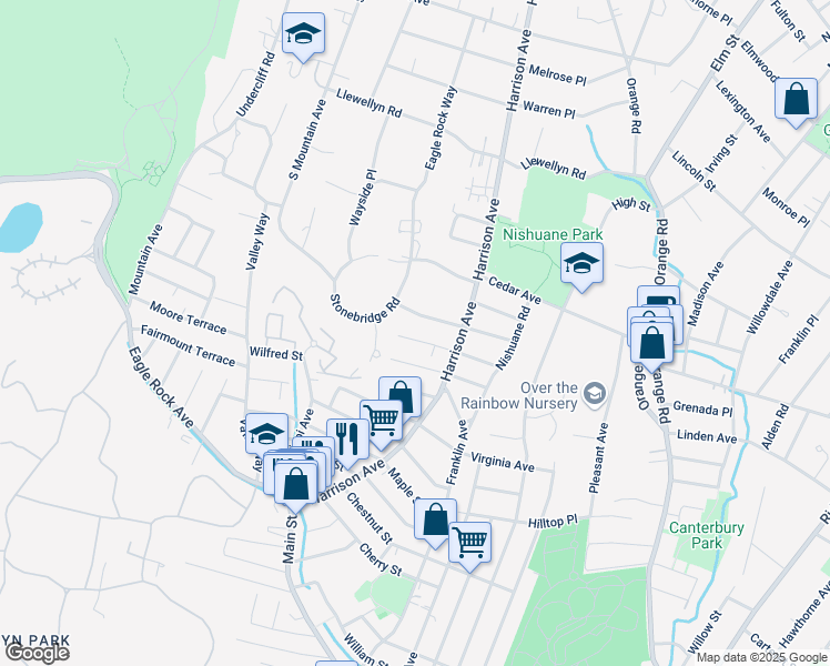 map of restaurants, bars, coffee shops, grocery stores, and more near 46 Howe Avenue in Montclair