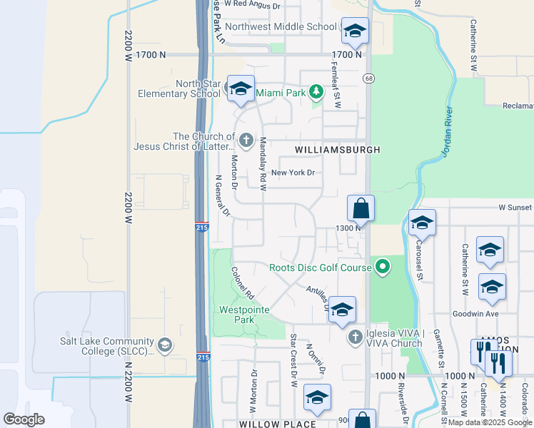 map of restaurants, bars, coffee shops, grocery stores, and more near 1885 Morton Drive in Salt Lake City