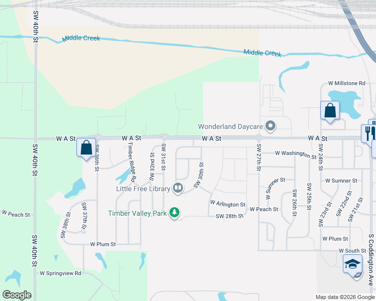 map of restaurants, bars, coffee shops, grocery stores, and more near 3031 West Washington Street in Lincoln