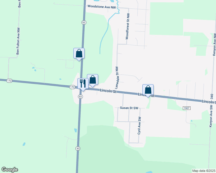 map of restaurants, bars, coffee shops, grocery stores, and more near 12963 Lincoln Way West in Massillon