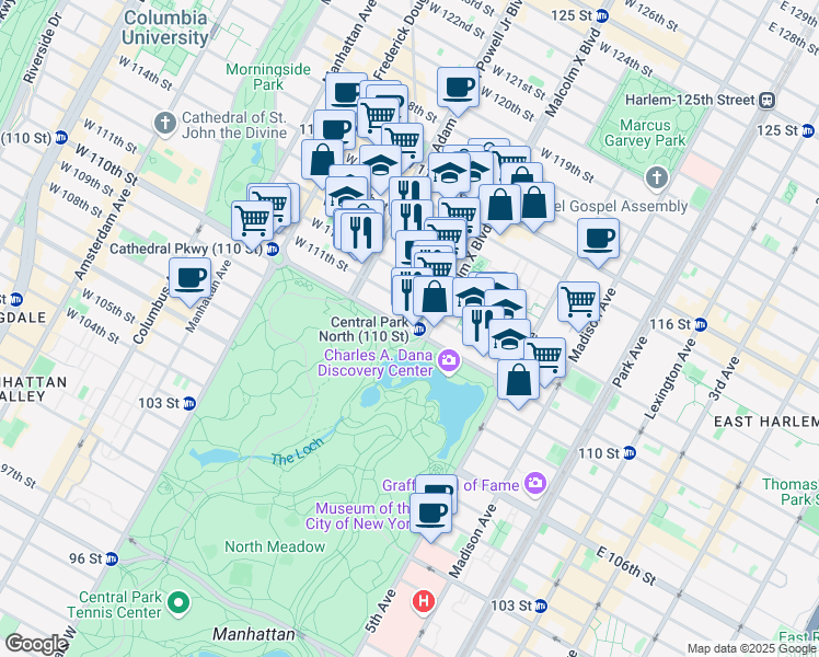 map of restaurants, bars, coffee shops, grocery stores, and more near in New York