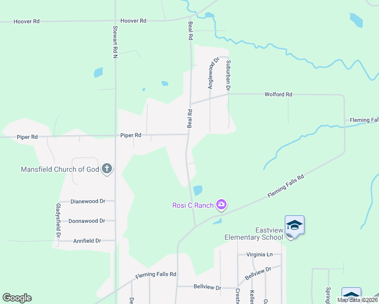 map of restaurants, bars, coffee shops, grocery stores, and more near 1470 Beal Road in Mansfield