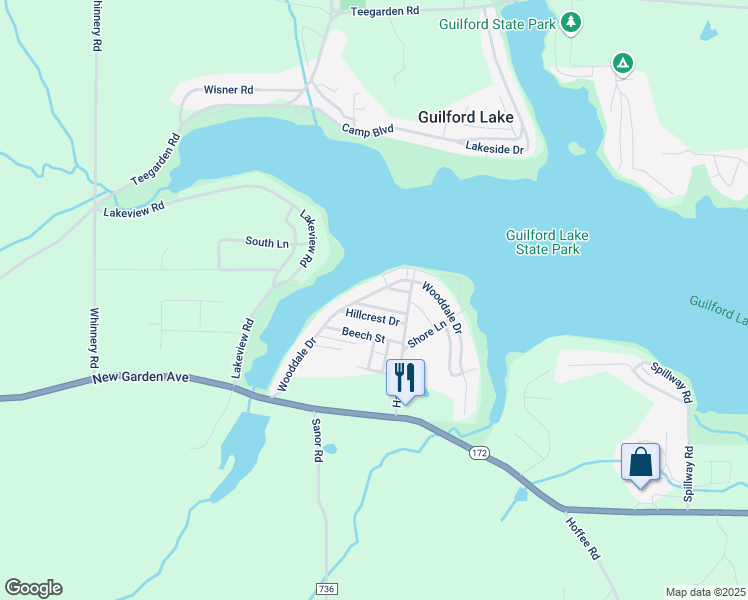 map of restaurants, bars, coffee shops, grocery stores, and more near 32042 Sunset Drive in Hanoverton