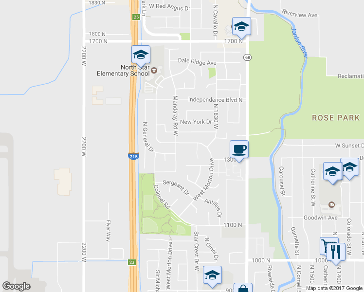 map of restaurants, bars, coffee shops, grocery stores, and more near 1885 West Morton Drive in Salt Lake City