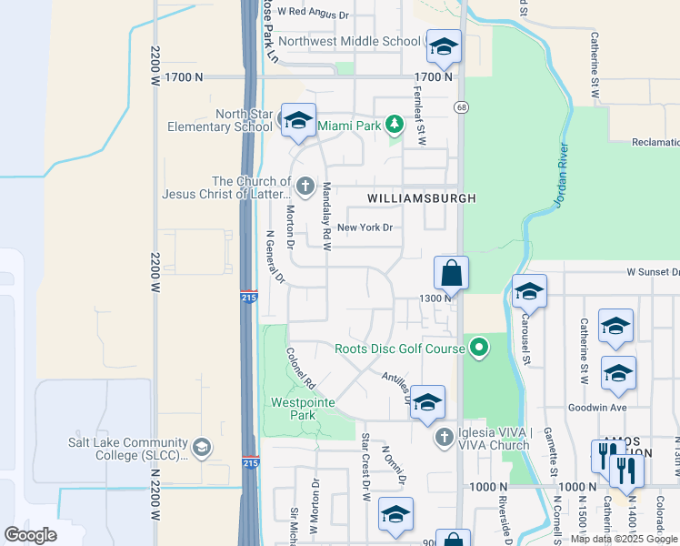 map of restaurants, bars, coffee shops, grocery stores, and more near 1885 Morton Drive in Salt Lake City