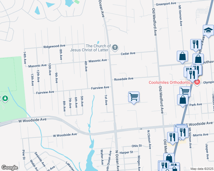 map of restaurants, bars, coffee shops, grocery stores, and more near 9 Fairview Avenue in Holtsville