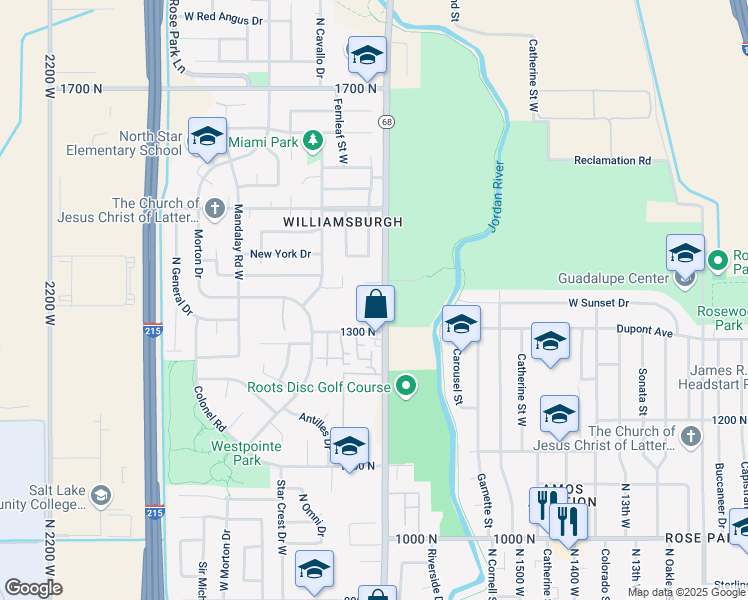 map of restaurants, bars, coffee shops, grocery stores, and more near 1331 North Redwood Road in Salt Lake City