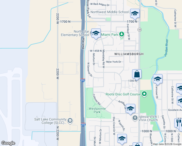 map of restaurants, bars, coffee shops, grocery stores, and more near 1340 Sir Philip Drive West in Salt Lake City