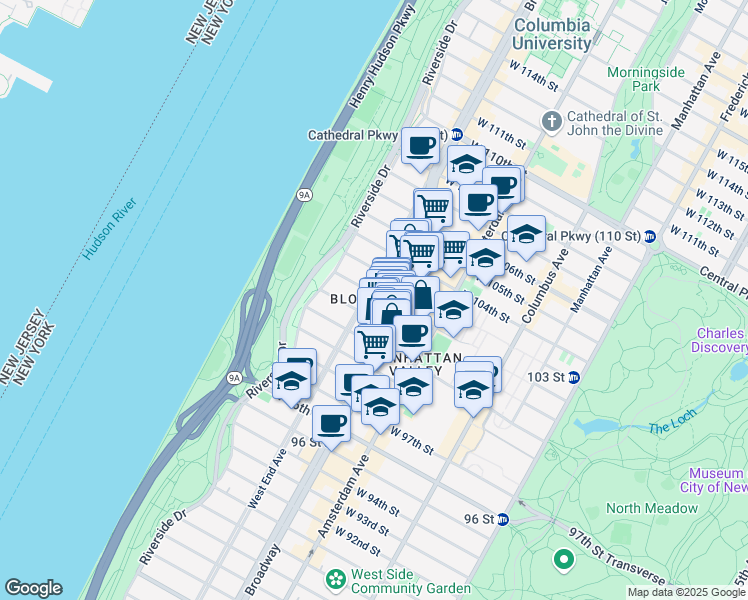 map of restaurants, bars, coffee shops, grocery stores, and more near in New York