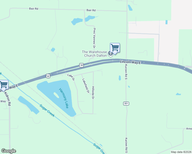 map of restaurants, bars, coffee shops, grocery stores, and more near 118 Hillside Drive in Dalton