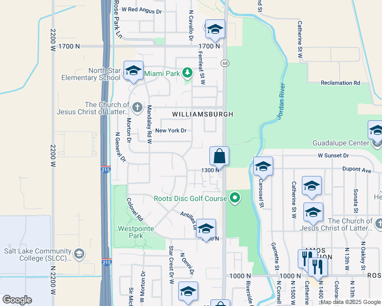 map of restaurants, bars, coffee shops, grocery stores, and more near 1780 West 1300 North in Salt Lake City
