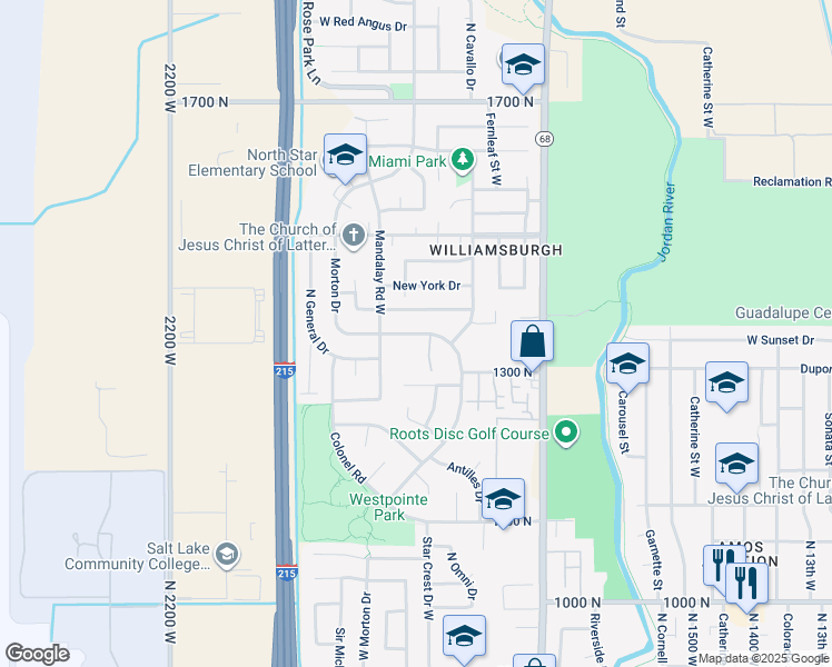 map of restaurants, bars, coffee shops, grocery stores, and more near 1885 West Morton Drive in Salt Lake City