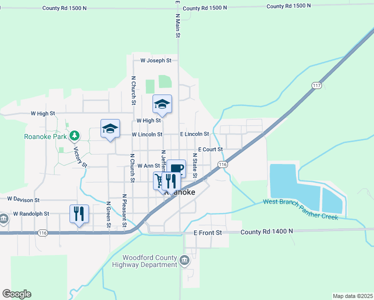 map of restaurants, bars, coffee shops, grocery stores, and more near East Court Street in Roanoke