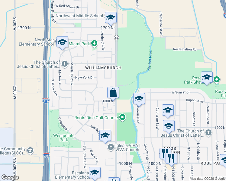 map of restaurants, bars, coffee shops, grocery stores, and more near 1331 North Redwood Road in Salt Lake City
