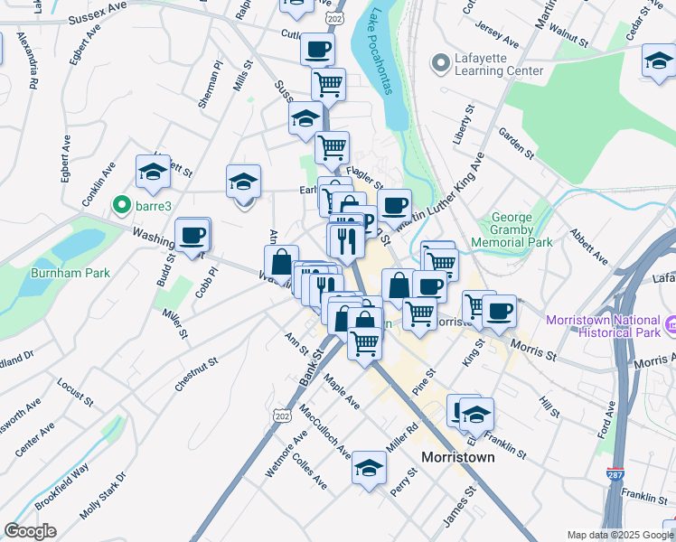 map of restaurants, bars, coffee shops, grocery stores, and more near 20 Cattano Avenue in Morristown