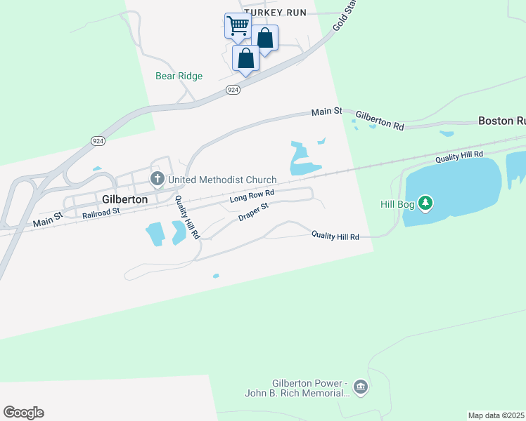 map of restaurants, bars, coffee shops, grocery stores, and more near 126 Draper Street in Gilberton