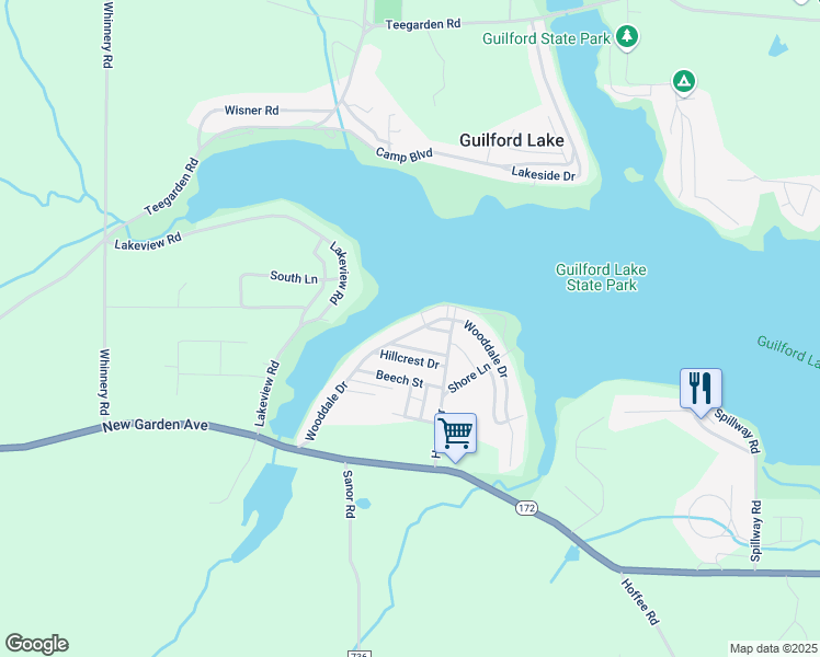 map of restaurants, bars, coffee shops, grocery stores, and more near 32042 Sunset Drive in Hanoverton