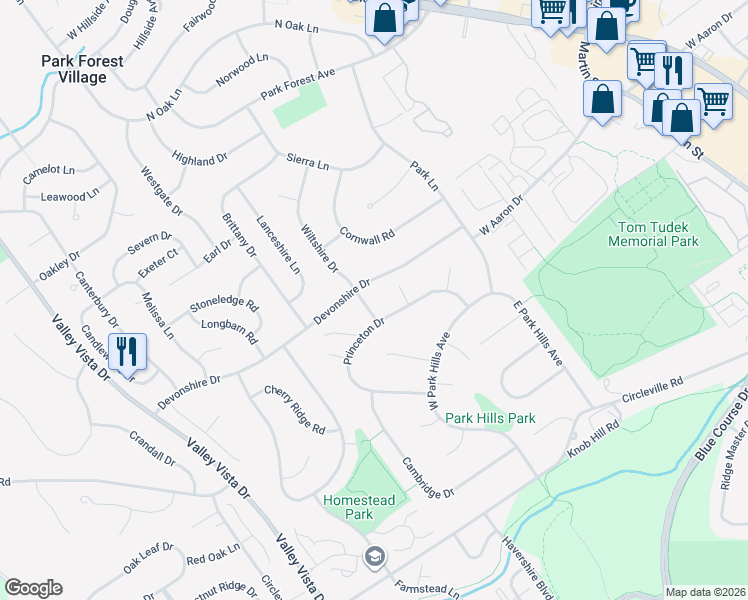 map of restaurants, bars, coffee shops, grocery stores, and more near 1698 Princeton Drive in State College