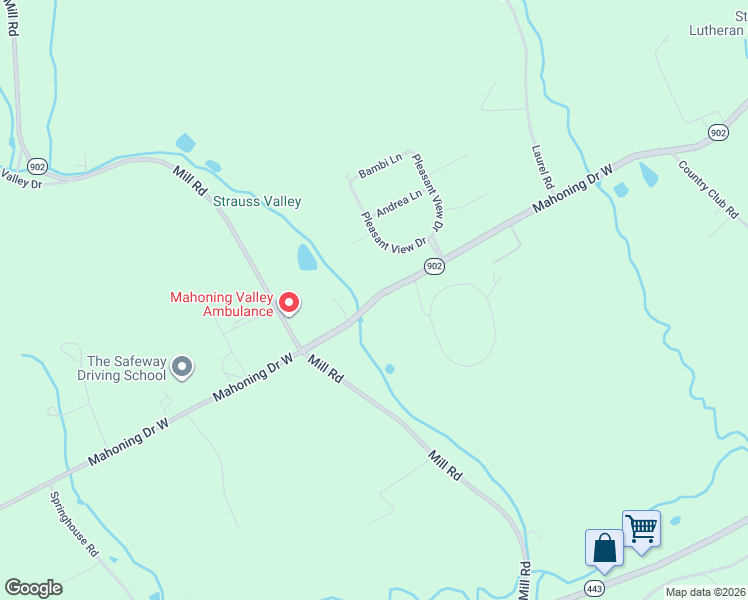 map of restaurants, bars, coffee shops, grocery stores, and more near Mahoning Drive West in Lehighton