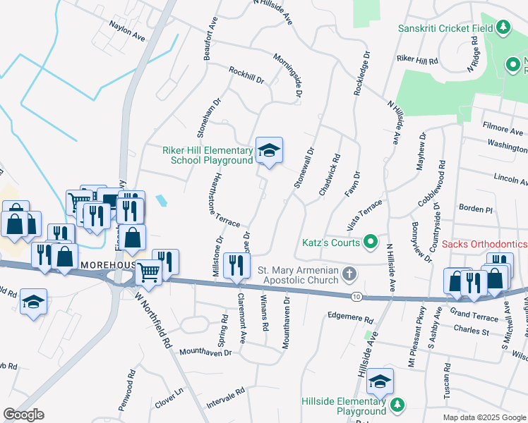 map of restaurants, bars, coffee shops, grocery stores, and more near 12 Stonewall Drive in Livingston