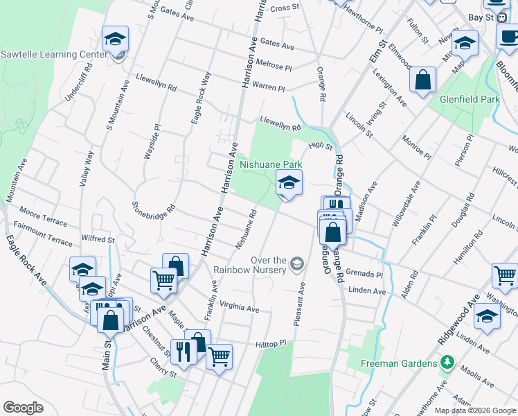 map of restaurants, bars, coffee shops, grocery stores, and more near 36 Cedar Avenue in Montclair
