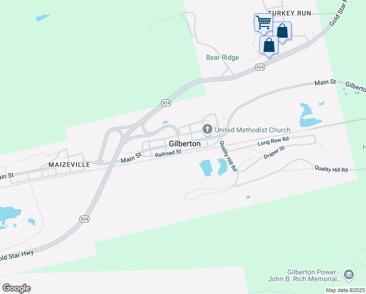 map of restaurants, bars, coffee shops, grocery stores, and more near 230 Main Street in Gilberton
