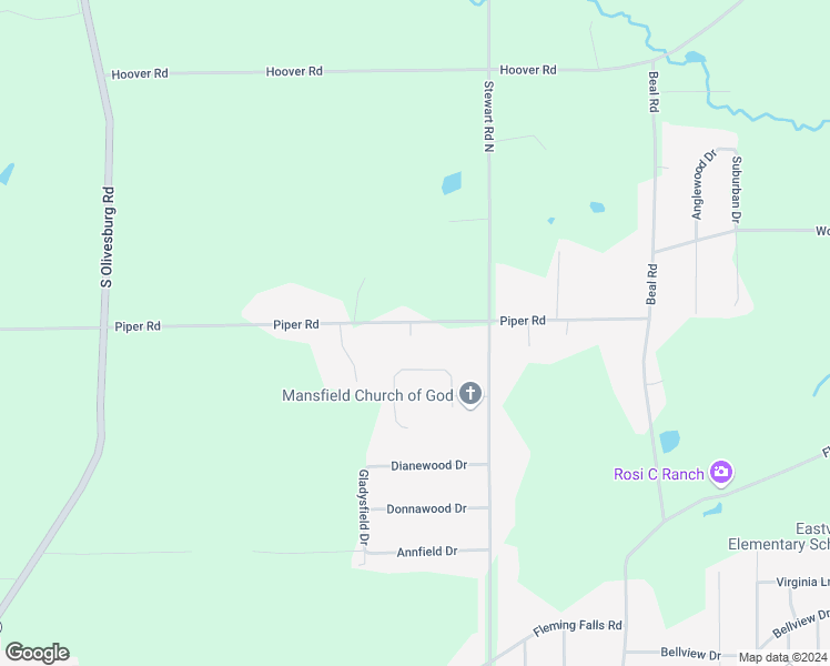 map of restaurants, bars, coffee shops, grocery stores, and more near 983 Piper Road in Mansfield