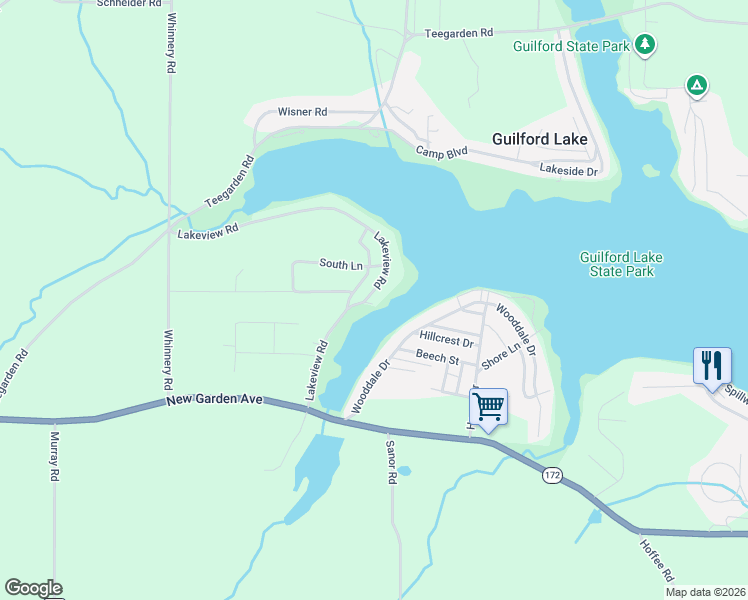 map of restaurants, bars, coffee shops, grocery stores, and more near 6873 Lakeview Road in Hanoverton