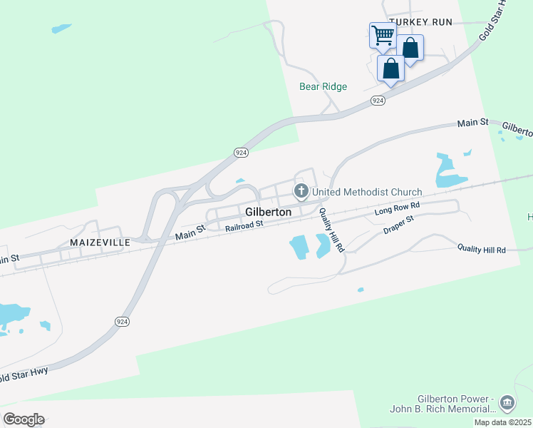 map of restaurants, bars, coffee shops, grocery stores, and more near 230 Main Street in Gilberton