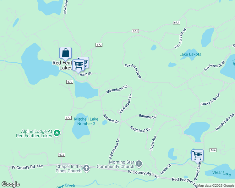 map of restaurants, bars, coffee shops, grocery stores, and more near 211 Minnehaha Street in Red Feather Lakes