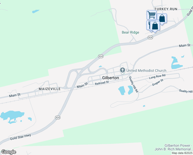map of restaurants, bars, coffee shops, grocery stores, and more near 417 Main Street in Gilberton