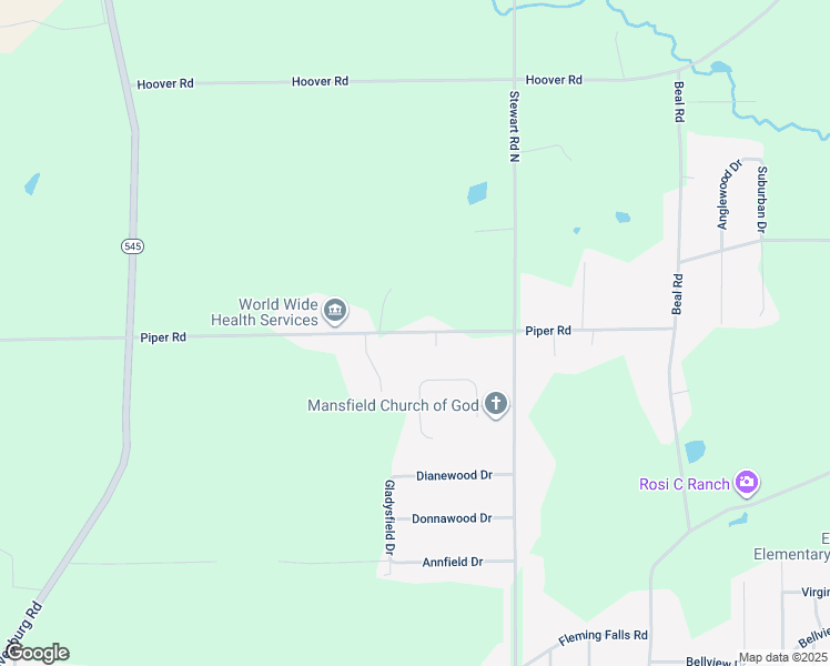 map of restaurants, bars, coffee shops, grocery stores, and more near 962 Piper Road in Mansfield