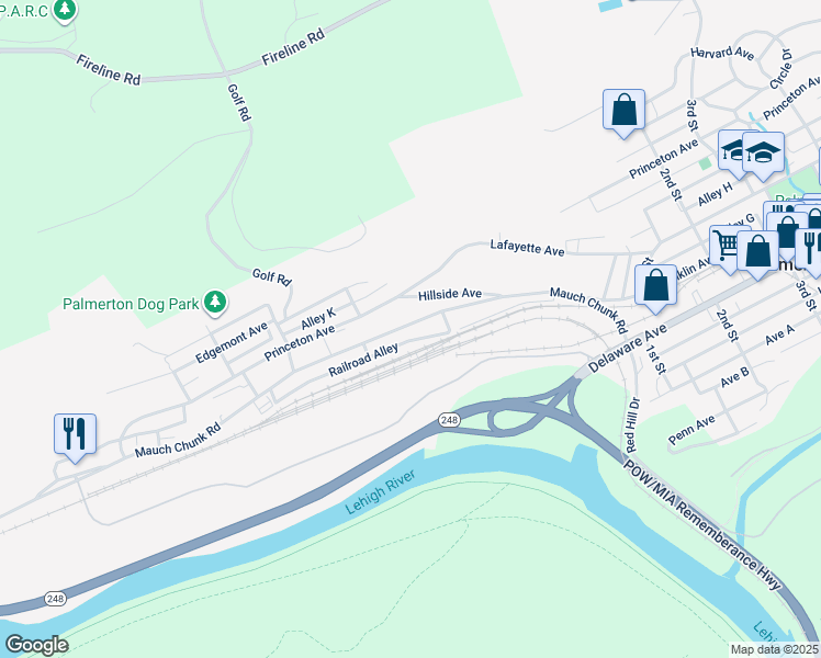 map of restaurants, bars, coffee shops, grocery stores, and more near 664 Mauch Chunk Road in Palmerton