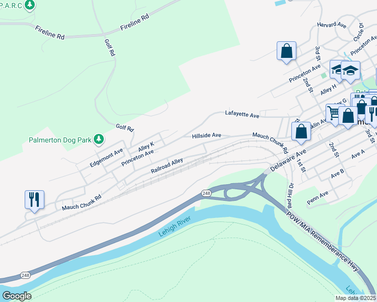 map of restaurants, bars, coffee shops, grocery stores, and more near 664 Mauch Chunk Road in Palmerton
