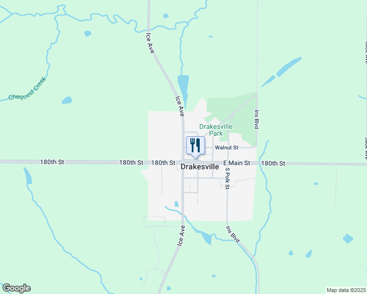 map of restaurants, bars, coffee shops, grocery stores, and more near West Walnut Street in Drakesville