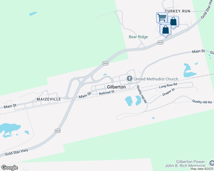 map of restaurants, bars, coffee shops, grocery stores, and more near 323 Main Street in Gilberton