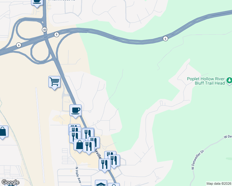 map of restaurants, bars, coffee shops, grocery stores, and more near 9218 North Frye Road in Peoria