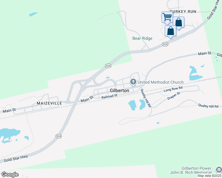 map of restaurants, bars, coffee shops, grocery stores, and more near 317 Main Street in Gilberton
