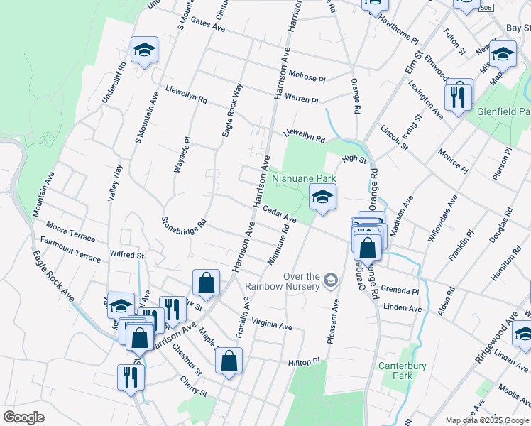 map of restaurants, bars, coffee shops, grocery stores, and more near in Montclair