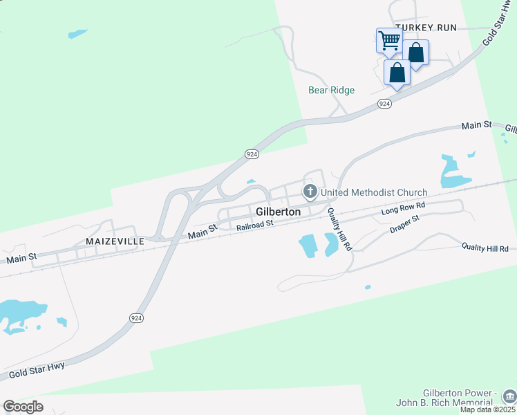 map of restaurants, bars, coffee shops, grocery stores, and more near 317 Main Street in Gilberton