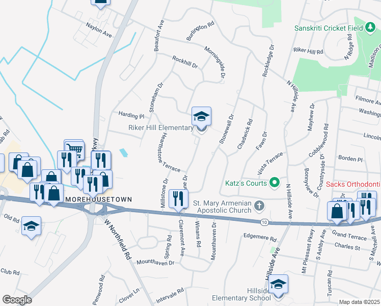 map of restaurants, bars, coffee shops, grocery stores, and more near 24 Blackstone Drive in Livingston