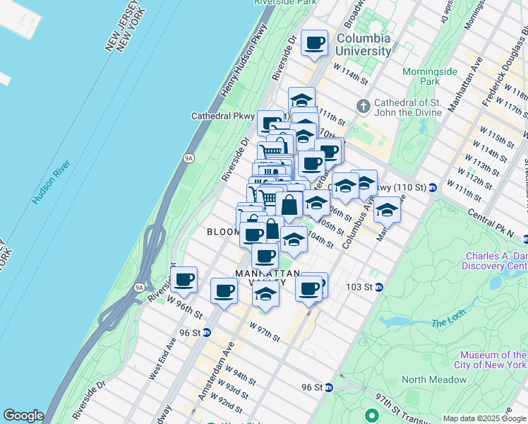 map of restaurants, bars, coffee shops, grocery stores, and more near in New York