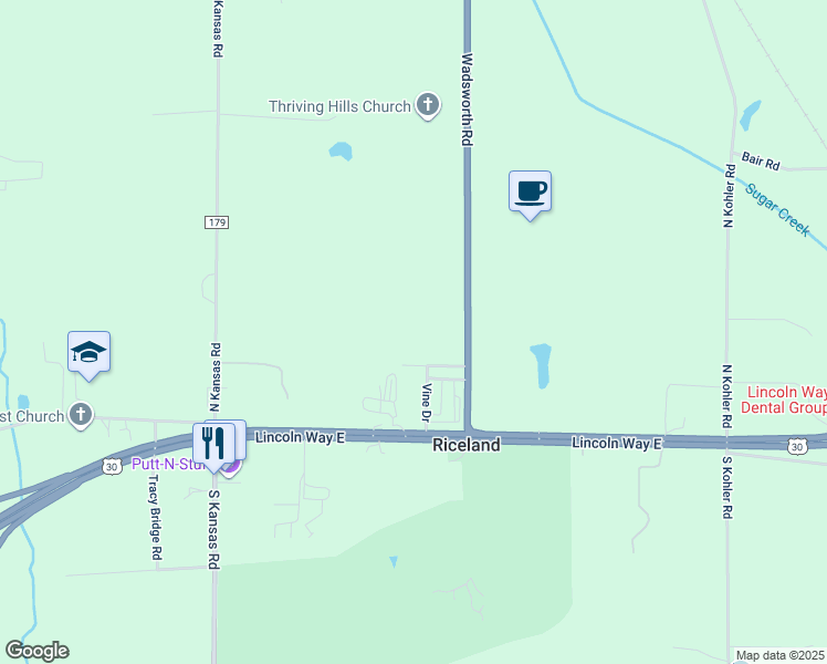 map of restaurants, bars, coffee shops, grocery stores, and more near 212 Wadsworth Road in Orrville