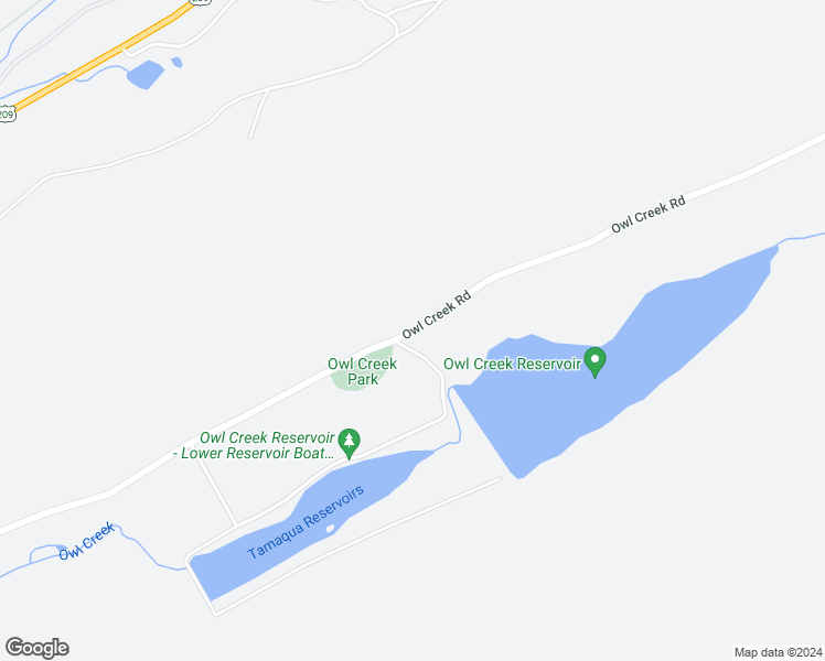 map of restaurants, bars, coffee shops, grocery stores, and more near Owl Creek Road in Tamaqua