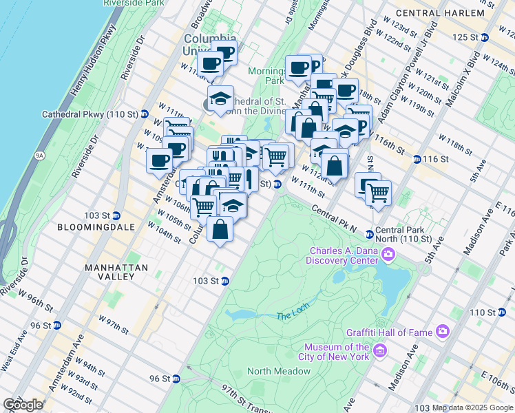 map of restaurants, bars, coffee shops, grocery stores, and more near in New York