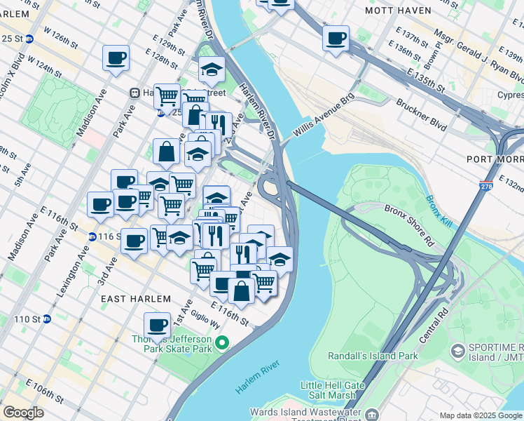 map of restaurants, bars, coffee shops, grocery stores, and more near 20 Paladino Avenue in New York