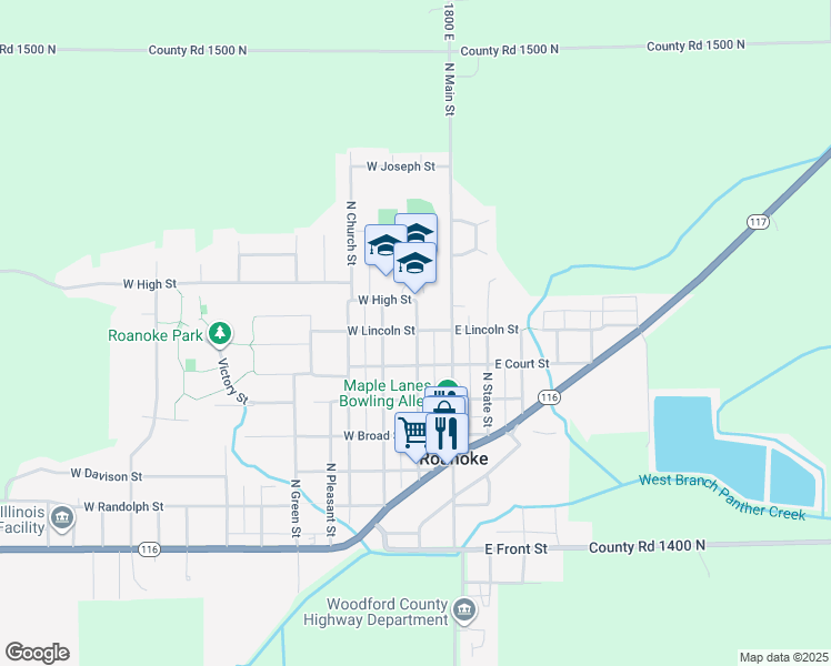 map of restaurants, bars, coffee shops, grocery stores, and more near 198 W Lincoln St in Roanoke