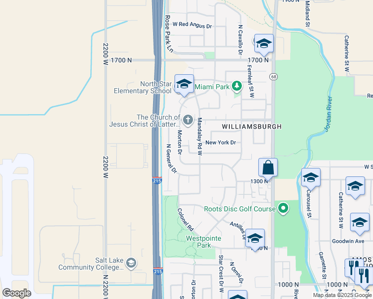 map of restaurants, bars, coffee shops, grocery stores, and more near 1941 West Springfield Road in Salt Lake City